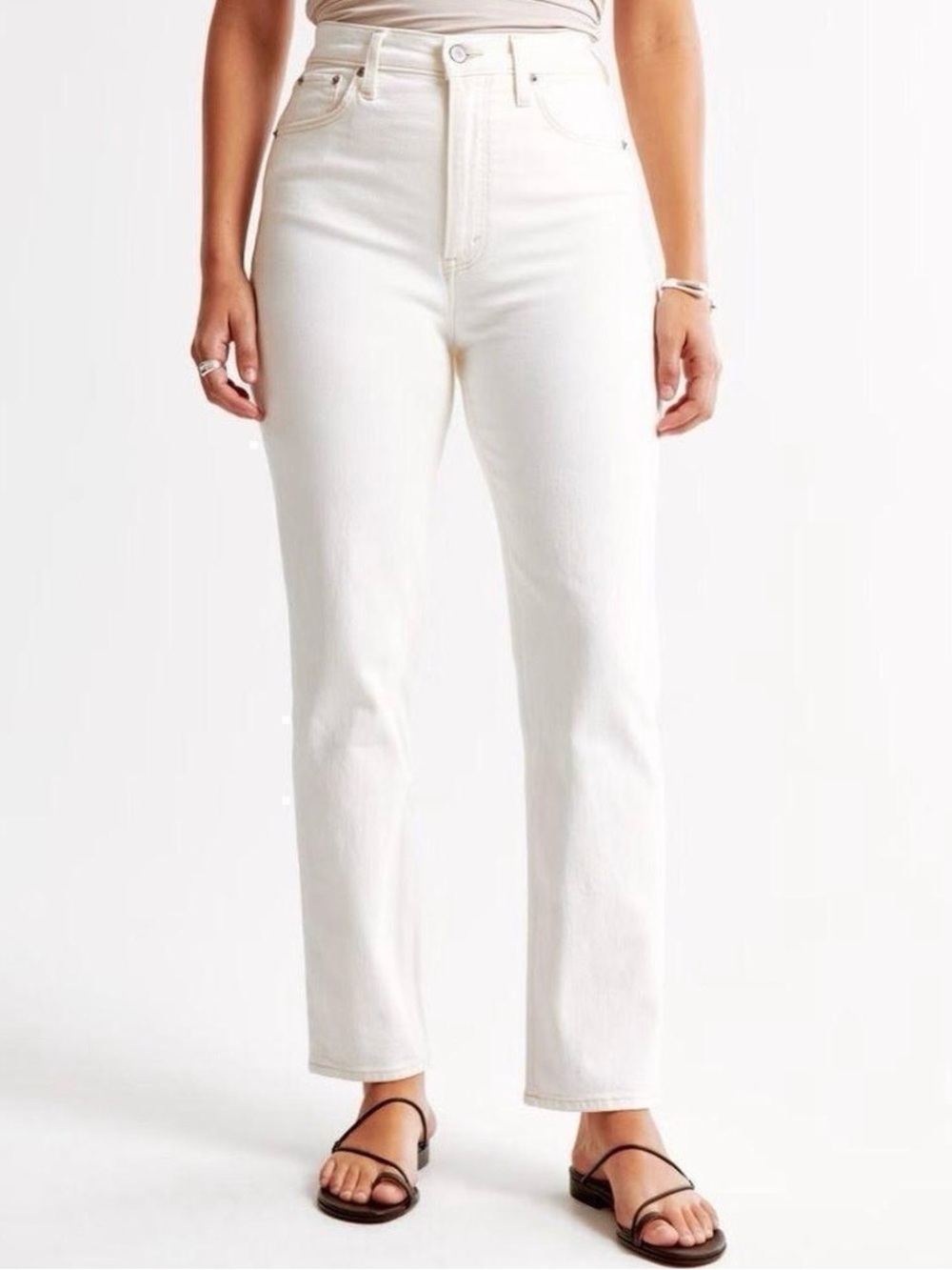 Abercrombie & Fitch White Curve Love Ultra High Rise Ankle Straight Jeans 29